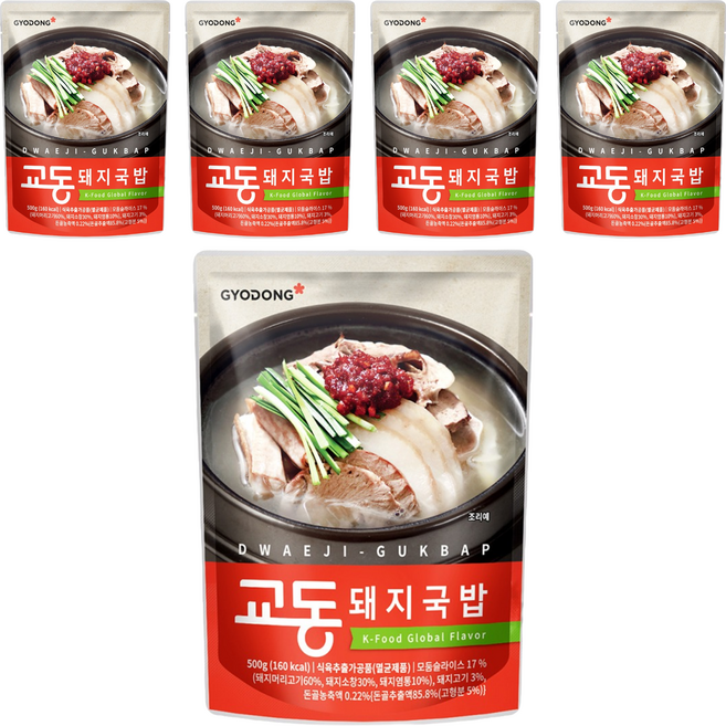 교동식품 부산식 돼지국밥, 500g, 5개
