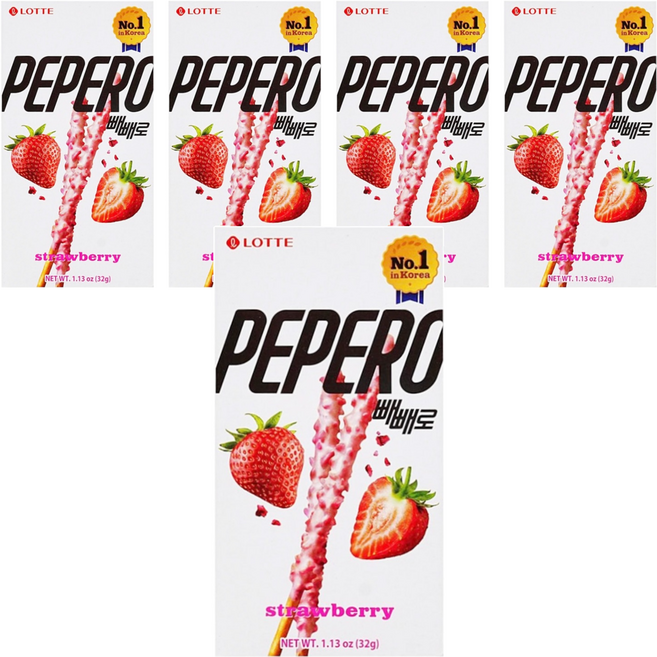 LOTTE 樂天 PEPERO草莓脆粒餅乾棒, 32g, 5盒