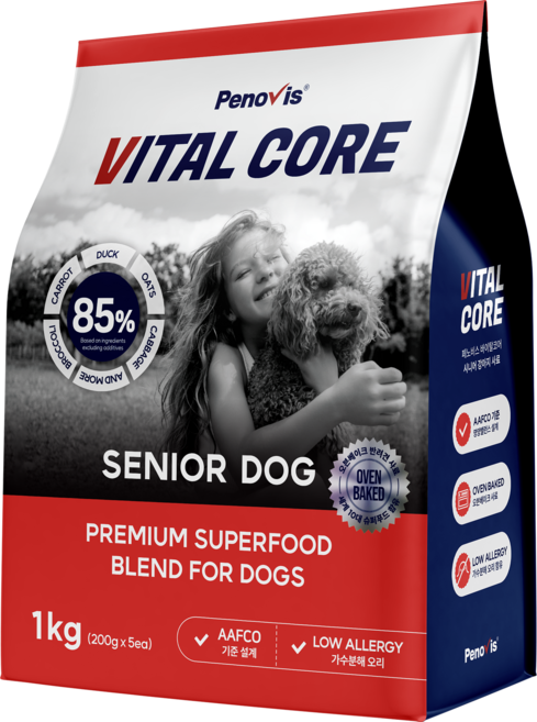 페노비스 강아지 바이탈코어 시니어 사료, 1kg, 1개, 눈물개선/눈건강