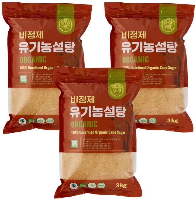 잘레스 비정제 유기농 설탕, 3개, 3kg