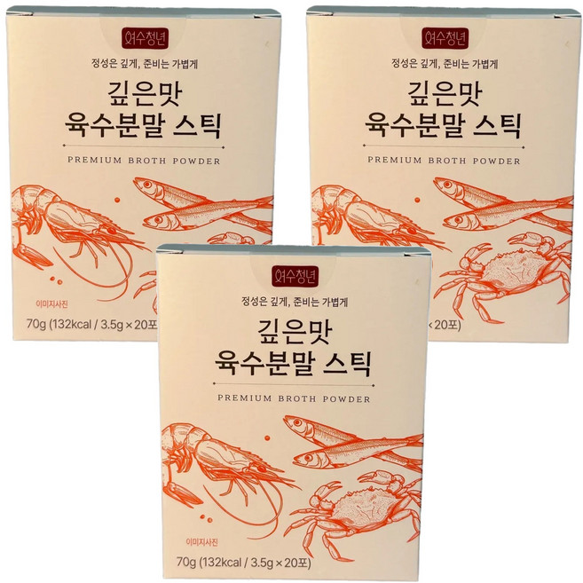 여수청년 깊은맛 육수 분말스틱 20p, 70g, 3개
