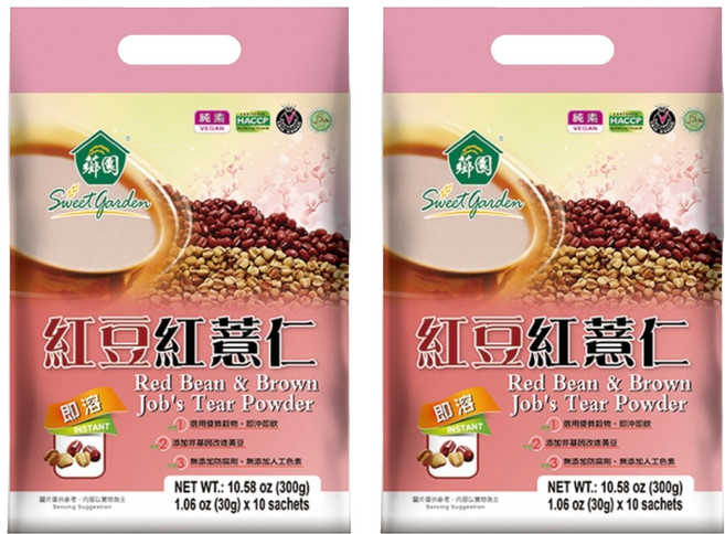薌園 紅豆紅薏仁粉, 300g, 2袋