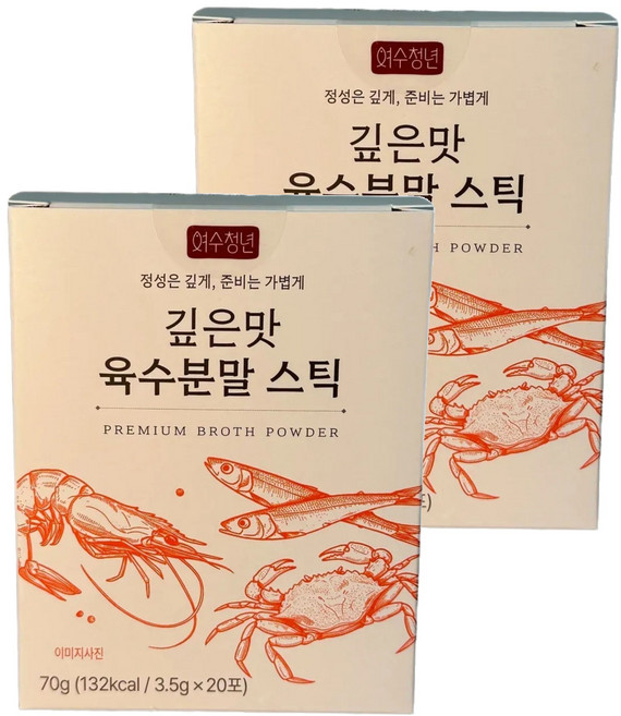 여수청년 깊은맛 육수 분말스틱 20p, 70g, 2개