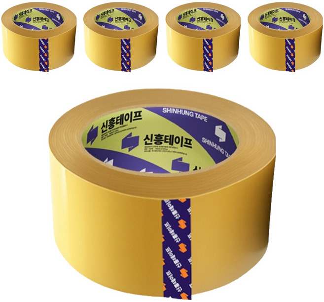 신흥테이프 경포장 박스테이프 황색 57mic 40m, 5개