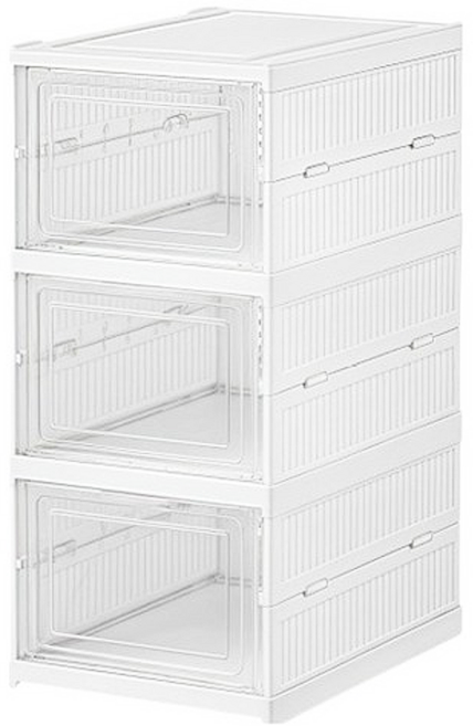 免安裝多功能摺疊收納櫃 3層, 1個, 白色