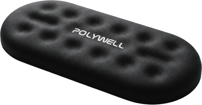 POLYWELL 寶利威爾 記憶棉鍵盤滑鼠護腕墊 短款 PW15-T65-0686, 黑色, 1個