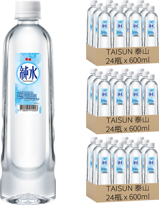 TAISUN 泰山 純水, 600ml, 72瓶
