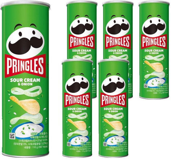 프링글스 사워크림 앤 어니언, 110g, 6개
