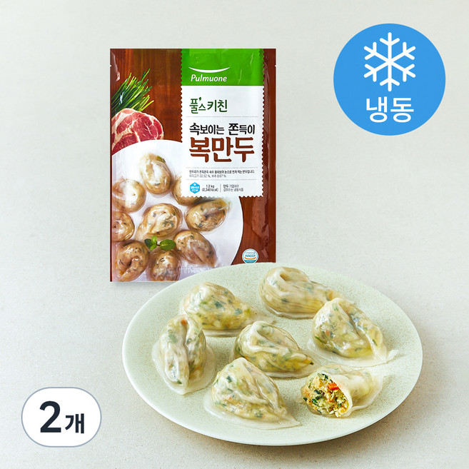 풀무원 풀스키친 속보이는 쫀득이 복만두 (냉동), 1.2kg, 2개