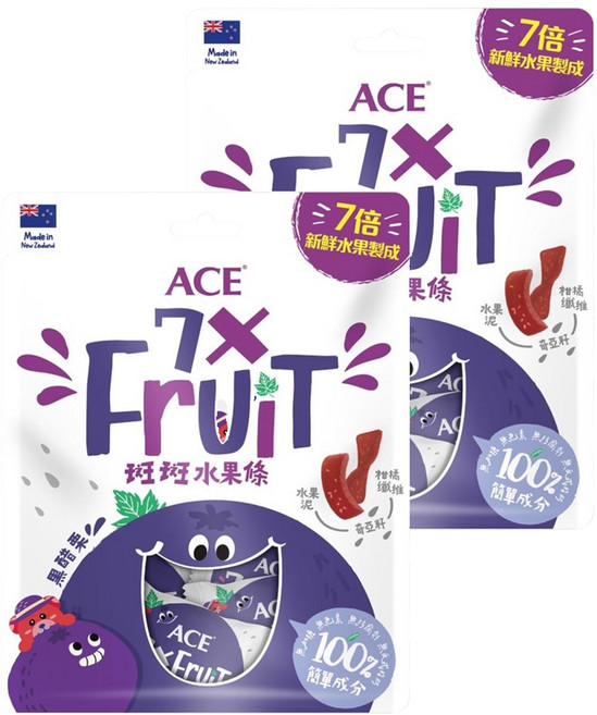 ACE 斑斑水果條 紐西蘭水果(黑醋栗 + 奇牙籽), 90g, 2袋
