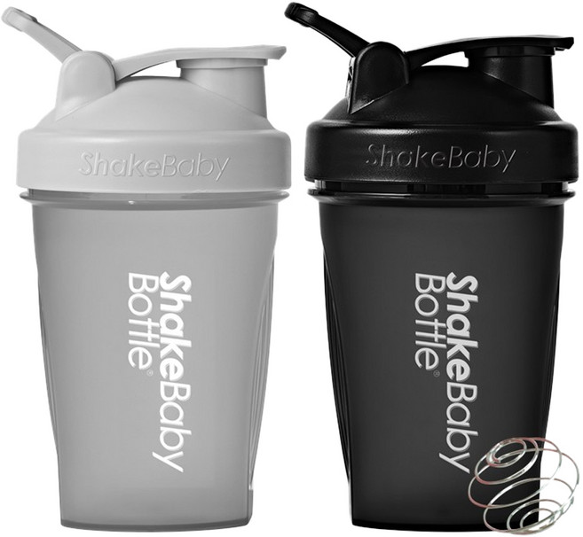 Shake Baby 搖搖杯2件組+攪拌球, 灰色+黑色, 600ml, 1組