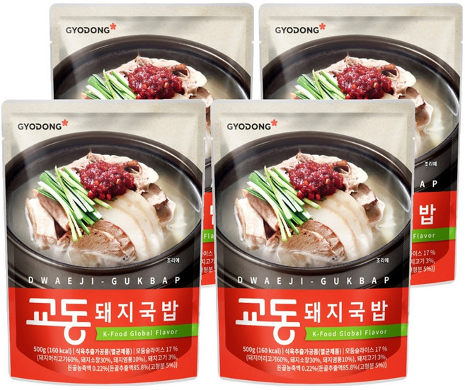교동식품 돼지국밥, 500g, 4개