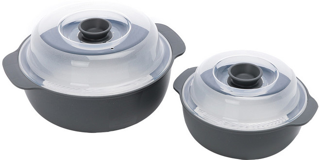 Smart 可微波雙耳調理蒸盒2件組 550ml+1200ml, 灰色, 1組
