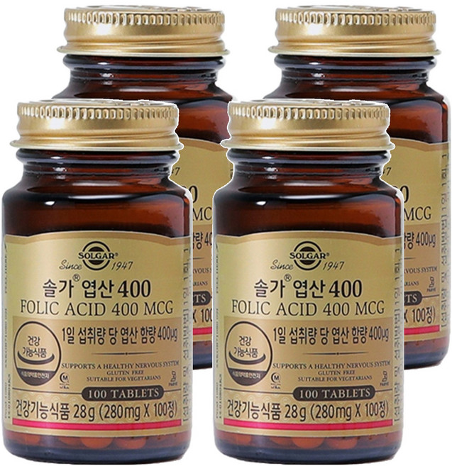 솔가 엽산 400, 100정, 4개