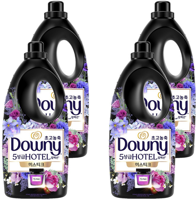 다우니 초고농축 호텔 컬렉션 섬유유연제 미스티크 본품, 2L, 4개