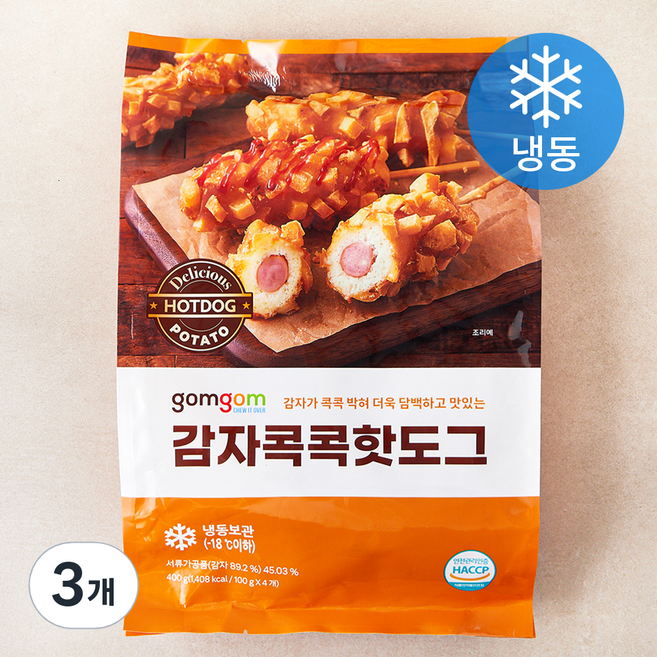 곰곰 감자콕콕 핫도그 (냉동), 100g, 4개입, 3개