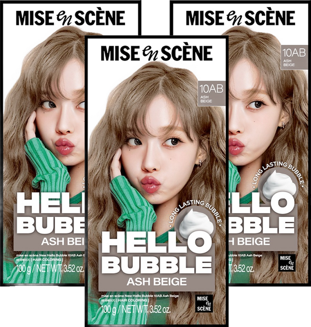 미쟝센 헬로 버블 염색제, 10AB애쉬베이지, 3개