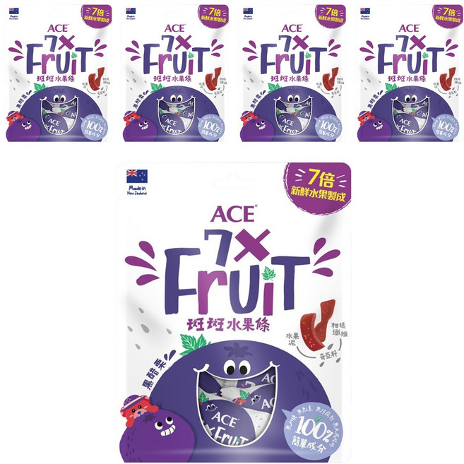 ACE 斑斑水果條 紐西蘭水果(黑醋栗 + 奇牙籽), 90g, 5袋