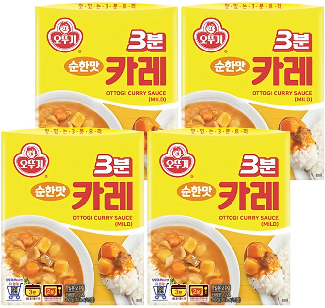 오뚜기3분 카레 순한맛, 200g, 4개