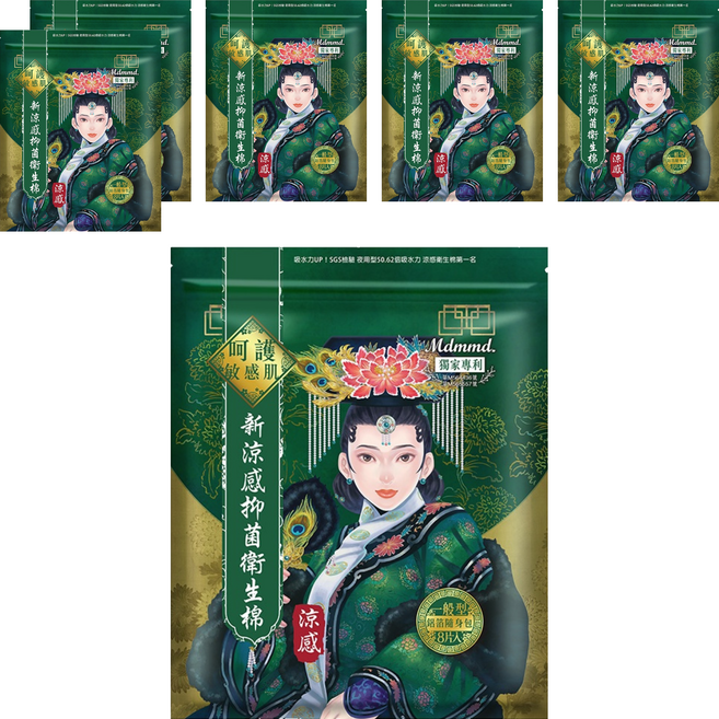 Mdmmd. 明洞國際 後宮 新涼感抑菌衛生棉 涼感款 台灣設計 舒適清潔, 一般型(24.5cm), 8片, 6包