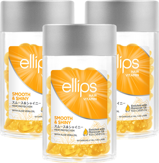 ellips 摩洛哥維他命香氛護髮精華膠囊 黃色, 3個, 50ml