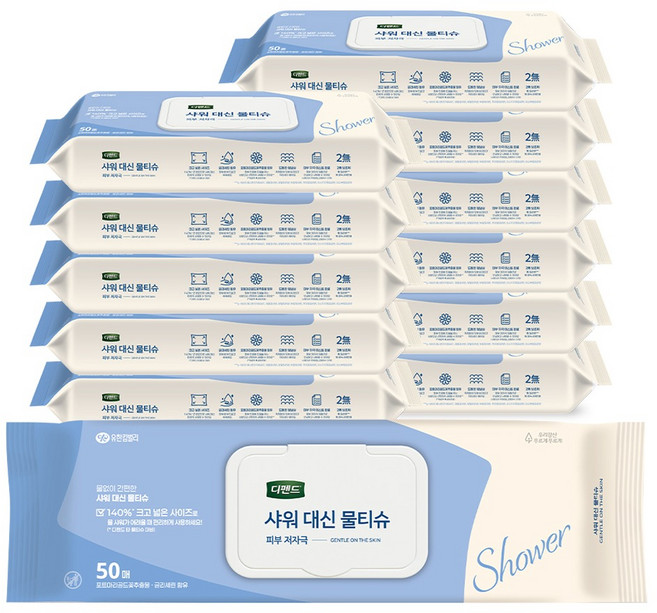 디펜드 샤워 대신 물티슈 캡형, 60g, 50매, 12개