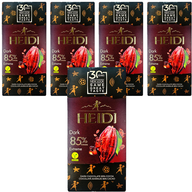 HEIDI 赫蒂 85%黑巧克力, 80g, 5盒
