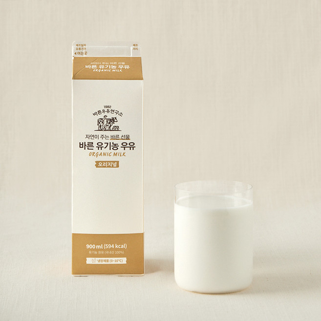 바른우유연구소 바른 유기가공식품인증 우유 오리지널, 900ml, 1개