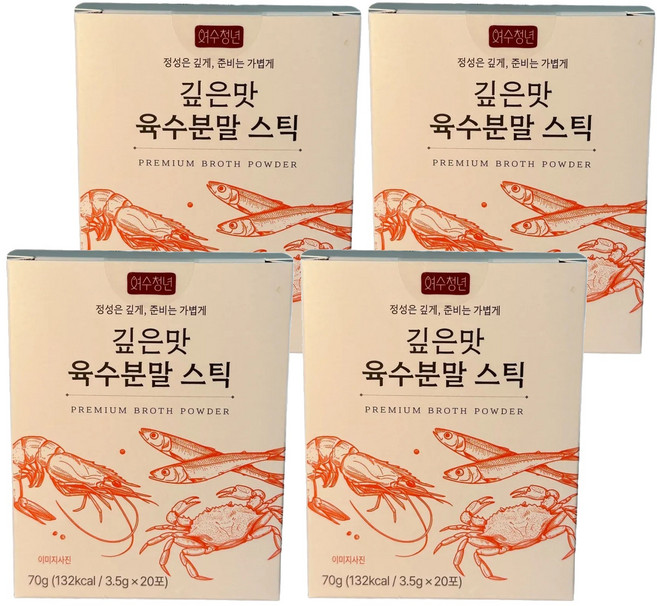 여수청년 깊은맛 육수 분말스틱 20p, 70g, 4개