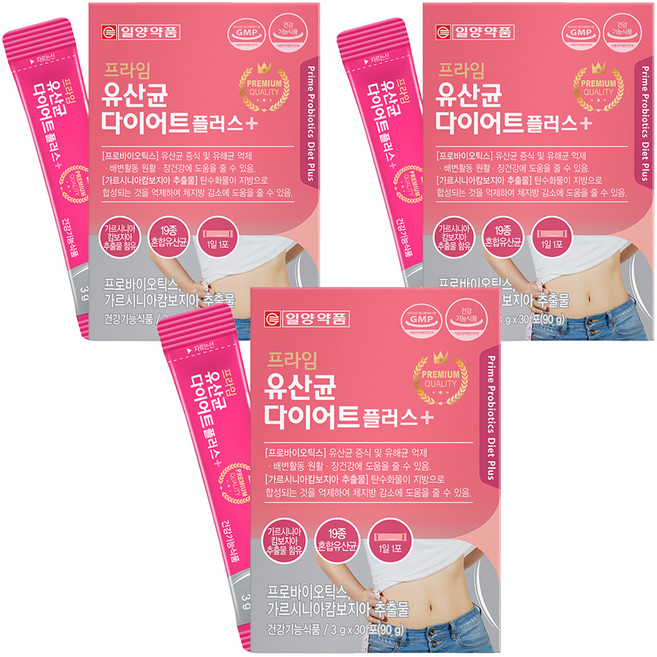 일양약품 프라임 유산균 다이어트 플러스 30p, 90g, 3개