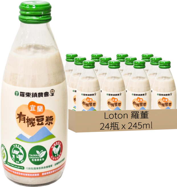 Loton 羅董 宜蘭有機豆漿, 245ml, 24瓶