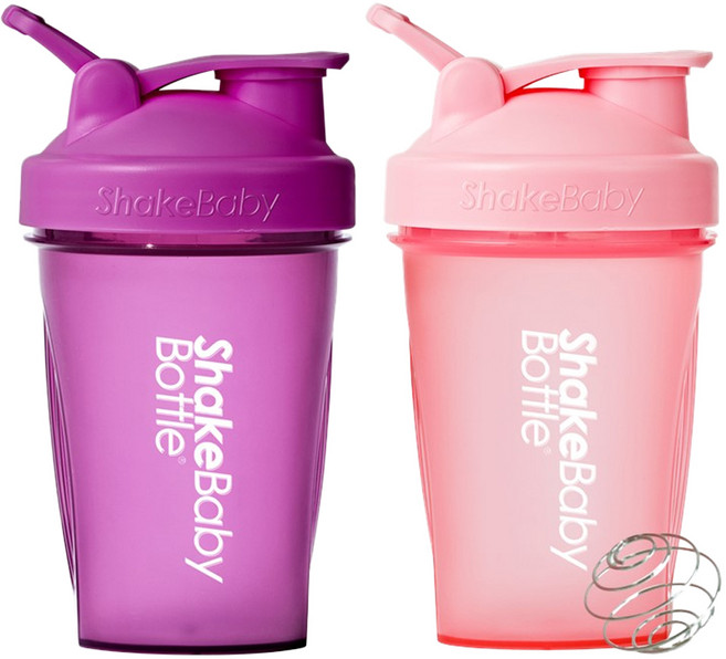 Shake Baby 搖搖杯2件組+攪拌球, 紫色+粉紅色, 600ml, 1組