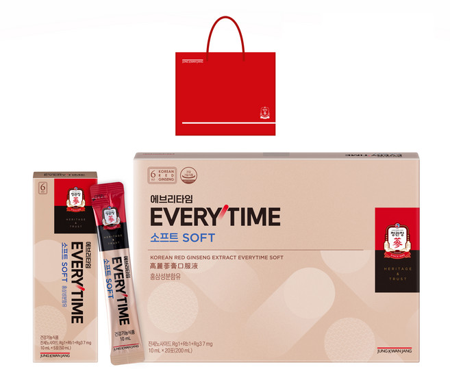 정관장 정품 에브리타임 소프트 10ml 20포 + 쇼핑백, 200ml, 1개