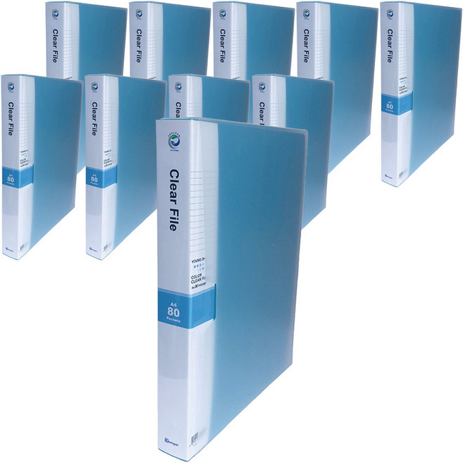 영오 인덱스 클리어화일 A4 80매, 하늘, 10개