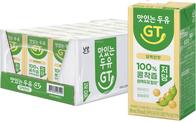 2위 - 맛있는두유GT 담백한맛, 190ml, 24개