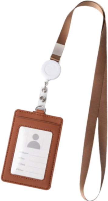 아베른 교통카드 릴 네임텍 출입증 목걸이, 브라운, 1개