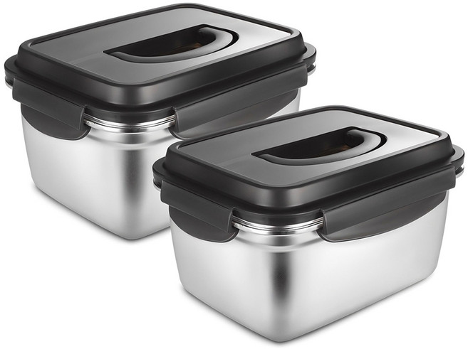 까사베니 연마제 없는 스테인레스 김치통, 2.8L, 2개