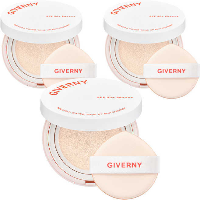 지베르니 밀착 커버 톤업 선쿠션 클리어베이지 SPF50+ PA++++, 12g, 3개