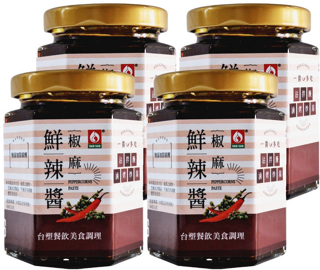 台塑餐飲 椒麻鮮辣醬, 180g, 4罐