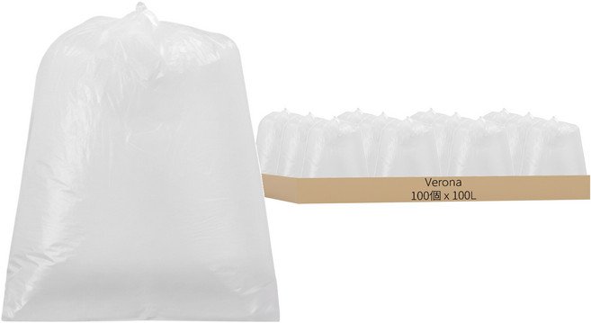 VERONA 透明垃圾分類袋, 100個, 100L