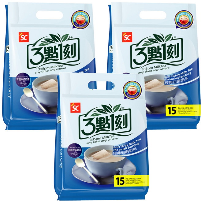 3點1刻 經典伯爵奶茶, 20g, 15包, 3袋