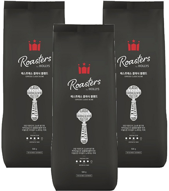 HOLLYS 義式經典綜合咖啡豆, 500g, 3包, 無研磨咖啡豆