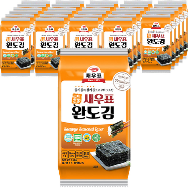 새우표 완도 프리미엄 도시락김, 4g, 108개