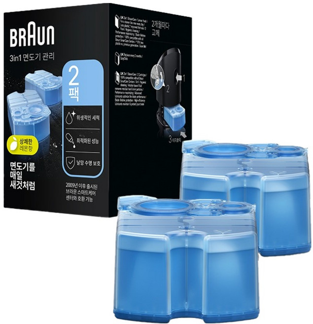 BRAUN 정품 클린 앤 리뉴 NEW 면도기 세정액, CCR, 2개