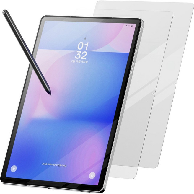 누아트 갤럭시탭 풀커버 강화유리 액정보호필름 2p 세트, 투명, 1세트