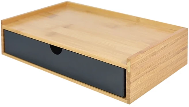 多功能木質收納盒 25.6 x 15.5 x13.8cm, 黑單層, 1入