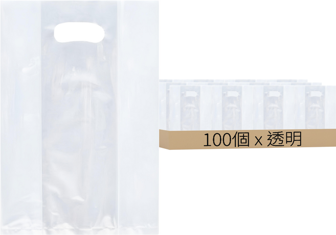 Vinyl Mall PE塑膠購物袋, 100個, 透明