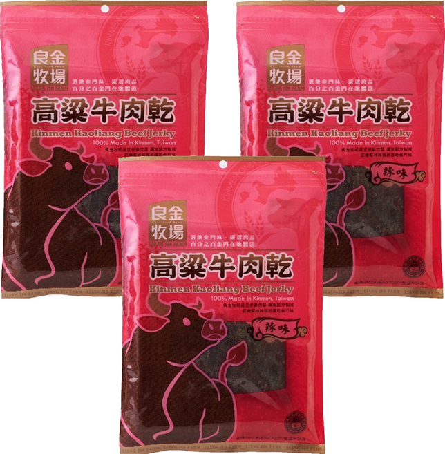 良金牧場 高粱辣味牛肉乾, 165g, 3包