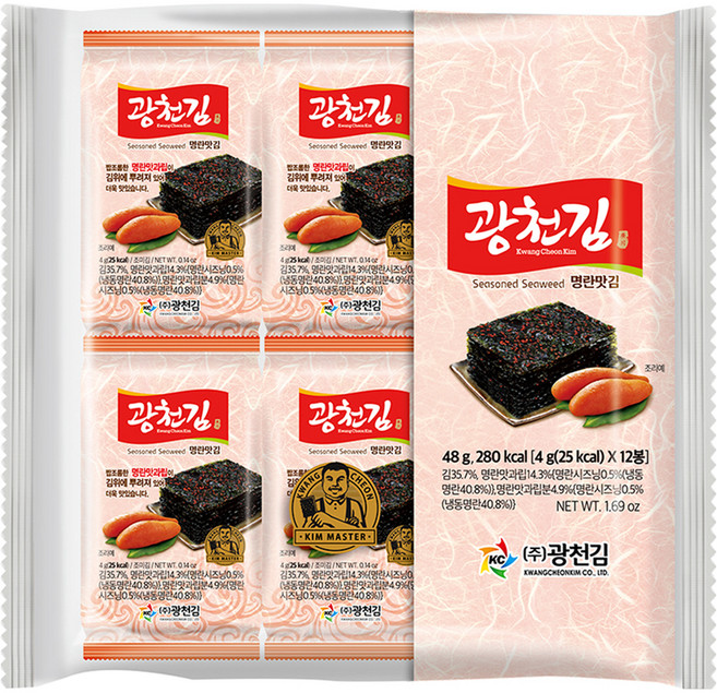 광천김 명란맛 김, 4g, 12개