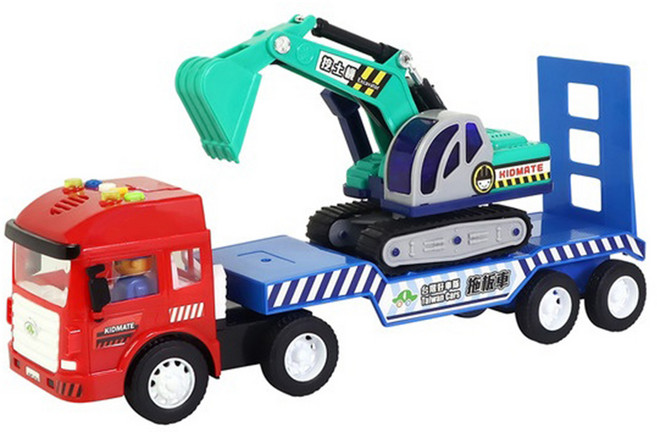 kidmate 孩子王 台灣好車隊 迷你拖板車+挖土機, 1個